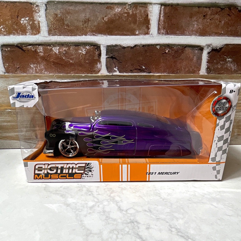 Jada Bigtime Muscle 1:24 1951 Mercury Diecast Car Purple/Black Flames Unopened
